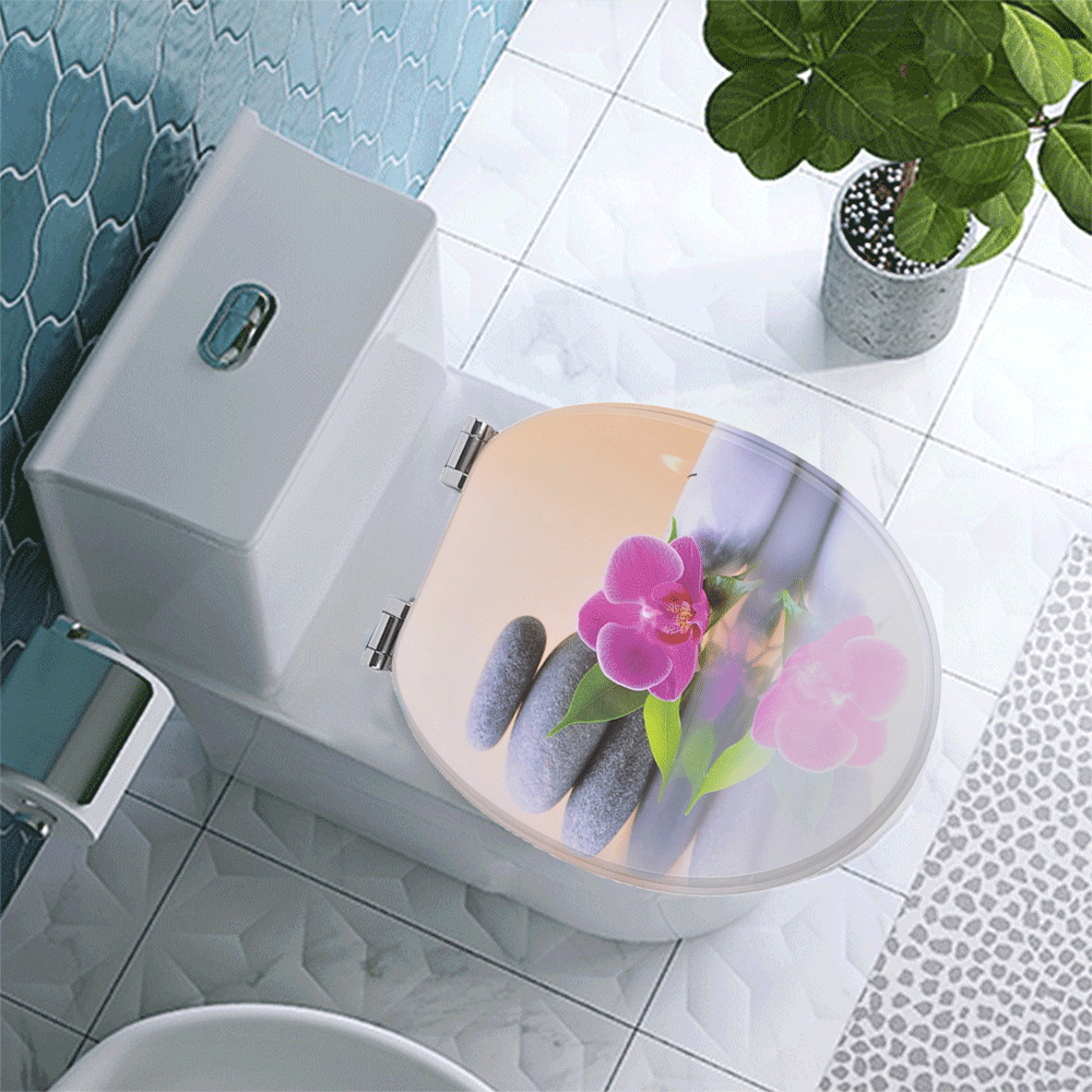 SINOBATH MDF-Holzkern, WC-Sitz Toilettensitz mit Absenkautomatik, Softclose-Scharnier（H351）