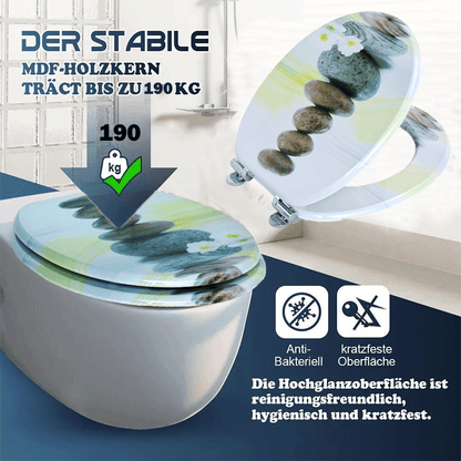 SINOBATH MDF-Holzkern, WC-Sitz Toilettensitz mit Absenkautomatik, Softclose-Scharnier（H357)