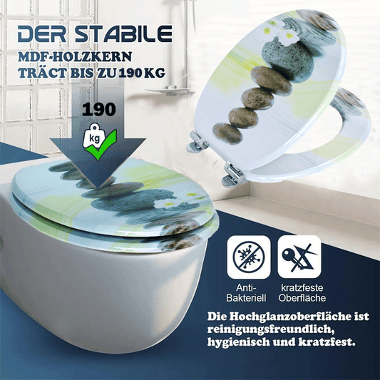 SINOBATH MDF-Holzkern, WC-Sitz Toilettensitz mit Absenkautomatik, Softclose-Scharnier（H357)