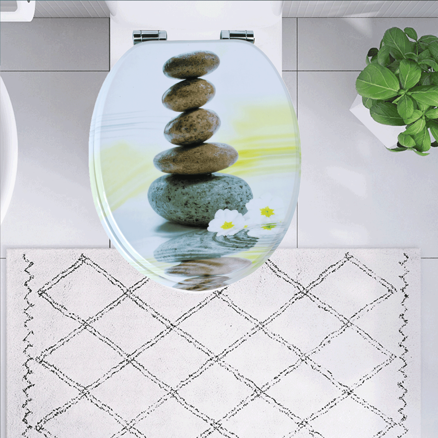 SINOBATH MDF-Holzkern, WC-Sitz Toilettensitz mit Absenkautomatik, Softclose-Scharnier（H357)