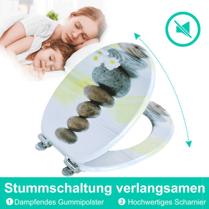 SINOBATH MDF-Holzkern, WC-Sitz Toilettensitz mit Absenkautomatik, Softclose-Scharnier（H357)