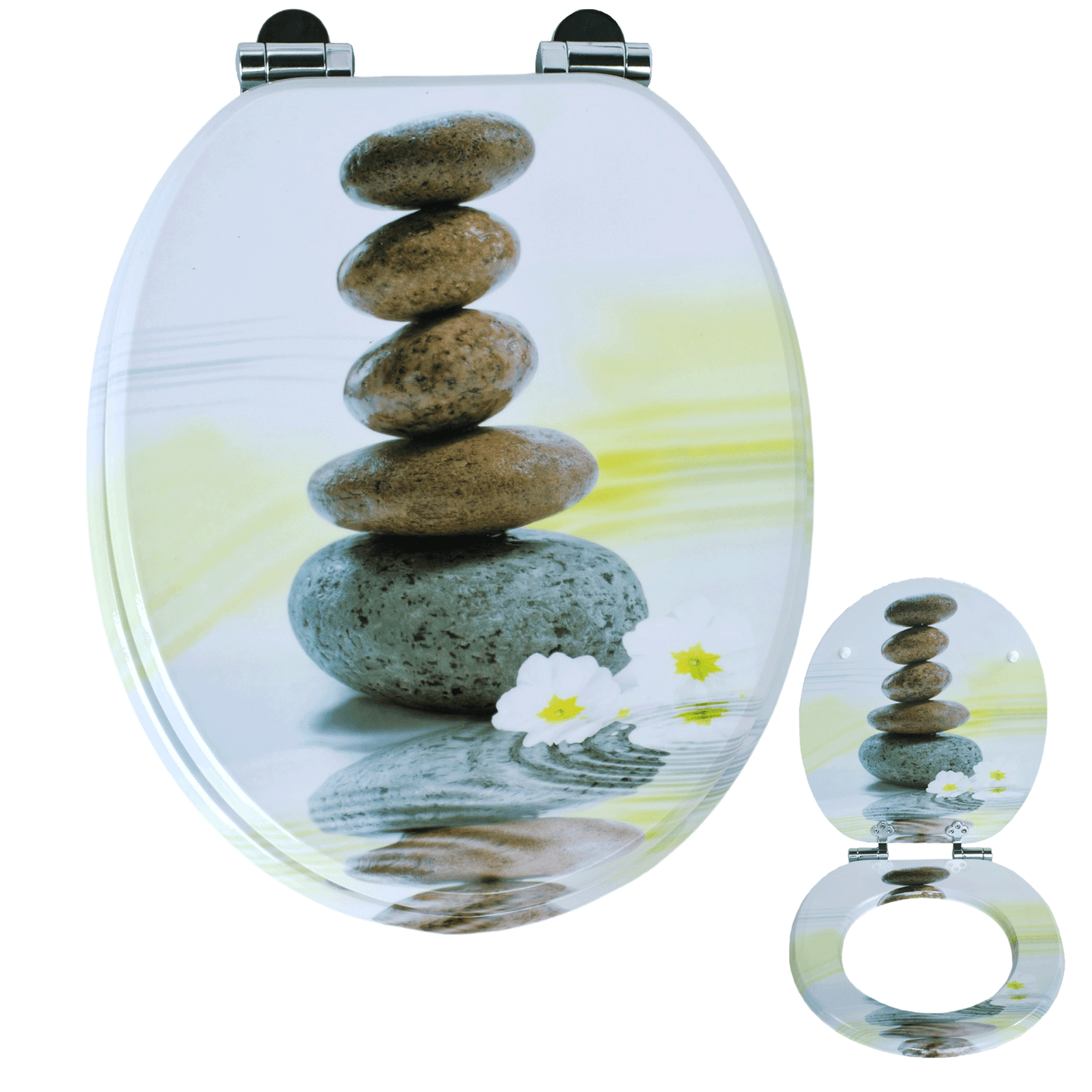 SINOBATH MDF-Holzkern, WC-Sitz Toilettensitz mit Absenkautomatik, Softclose-Scharnier（H357)