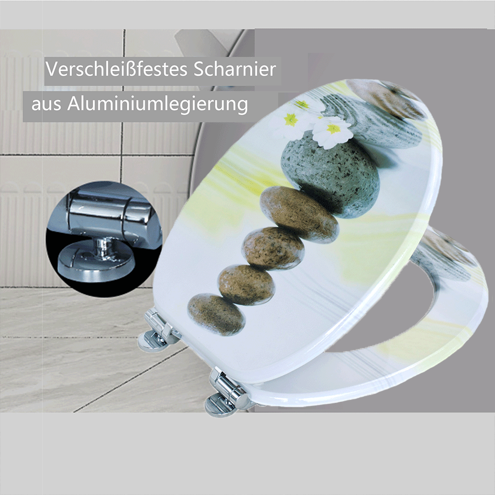 SINOBATH MDF-Holzkern, WC-Sitz Toilettensitz mit Absenkautomatik, Softclose-Scharnier（H357)