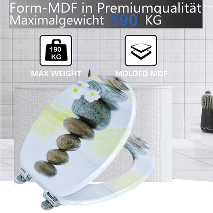 SINOBATH MDF-Holzkern, WC-Sitz Toilettensitz mit Absenkautomatik, Softclose-Scharnier（H357)