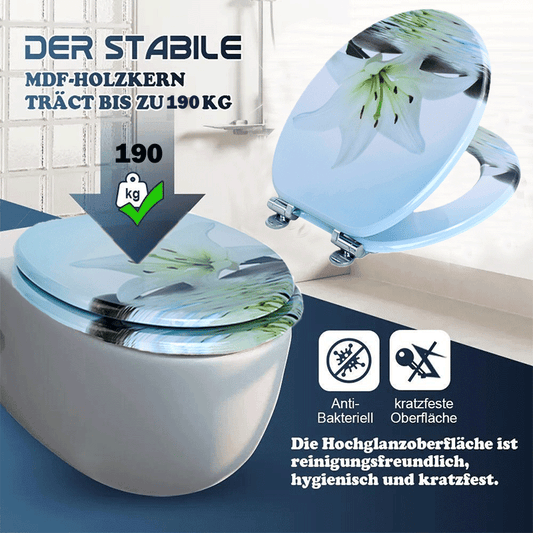 SINOBATH MDF-Holzkern, WC-Sitz Toilettensitz mit Absenkautomatik, Softclose-Scharnier（H358)