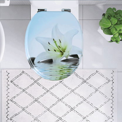 SINOBATH MDF-Holzkern, WC-Sitz Toilettensitz mit Absenkautomatik, Softclose-Scharnier（H358)