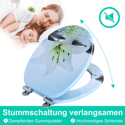 SINOBATH MDF-Holzkern, WC-Sitz Toilettensitz mit Absenkautomatik, Softclose-Scharnier（H358)