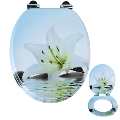 SINOBATH MDF-Holzkern, WC-Sitz Toilettensitz mit Absenkautomatik, Softclose-Scharnier（H358)