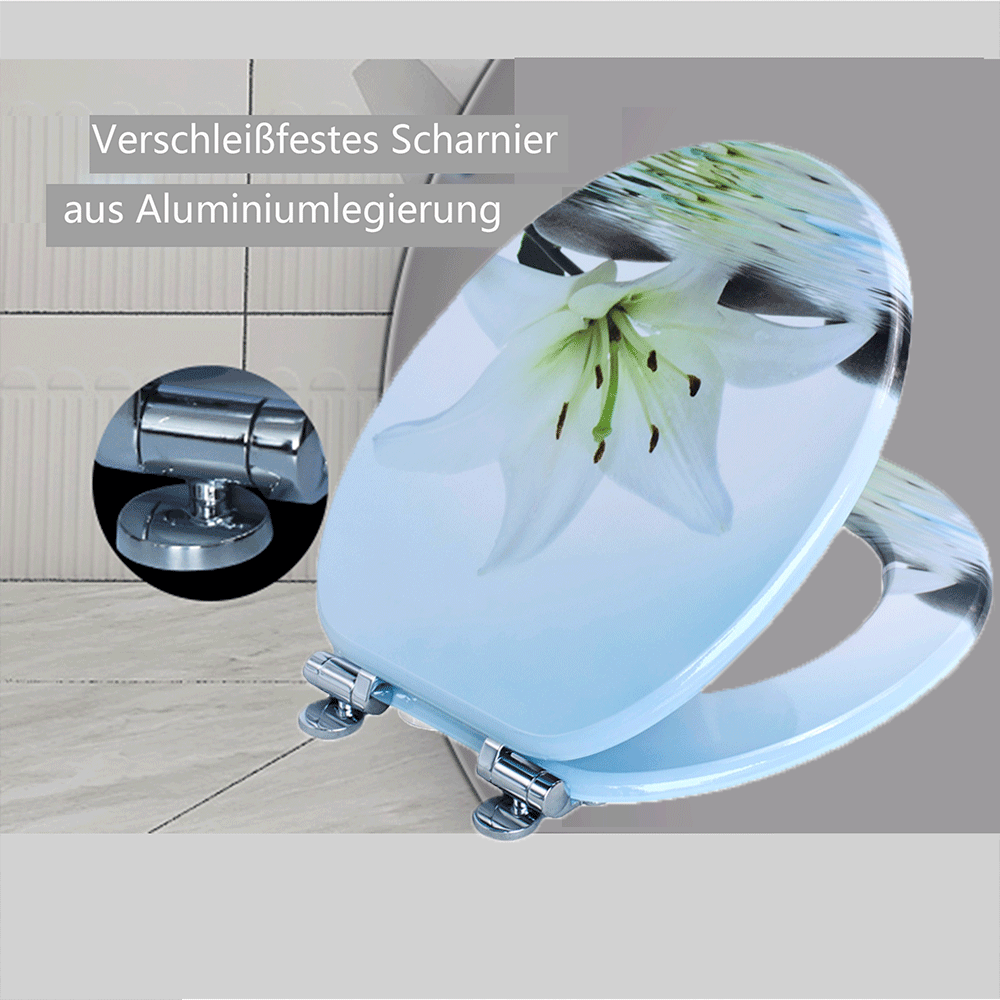 SINOBATH MDF-Holzkern, WC-Sitz Toilettensitz mit Absenkautomatik, Softclose-Scharnier（H358)