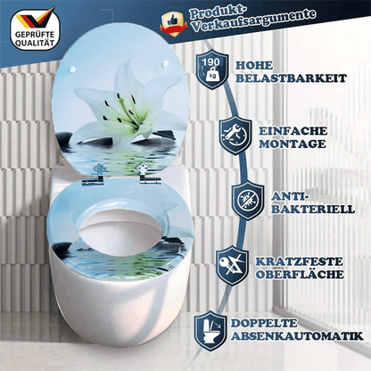 SINOBATH MDF-Holzkern, WC-Sitz Toilettensitz mit Absenkautomatik, Softclose-Scharnier（H358)