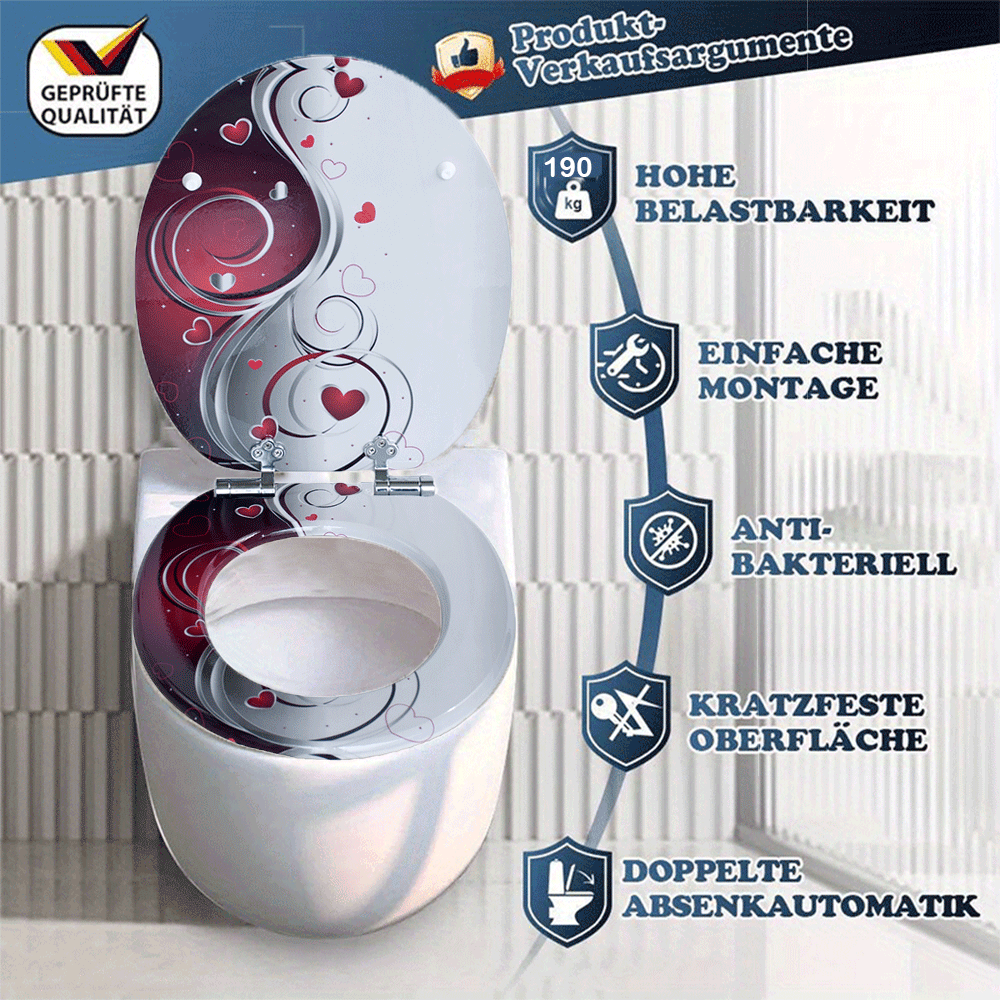 SINOBATH MDF-Holzkern, WC-Sitz Toilettensitz mit Absenkautomatik, Softclose-Scharnier(H359)