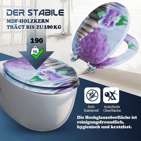 SINOBATH MDF-Holzkern, WC-Sitz Toilettensitz mit Absenkautomatik, Softclose-Scharnier（H360)