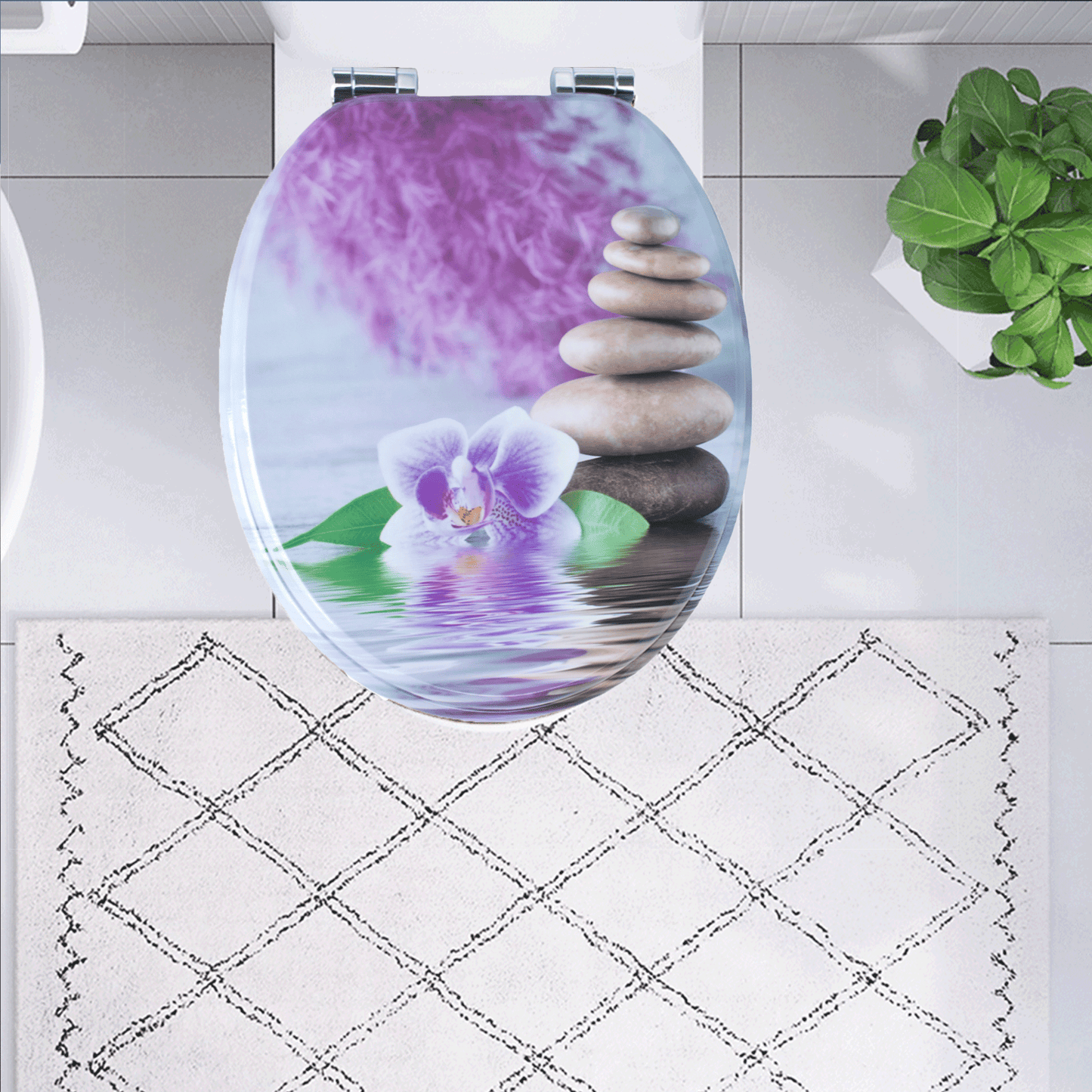 SINOBATH MDF-Holzkern, WC-Sitz Toilettensitz mit Absenkautomatik, Softclose-Scharnier（H360)