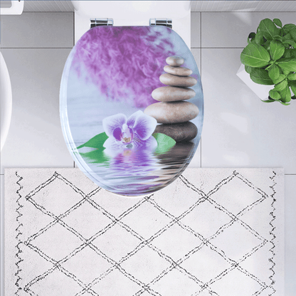 SINOBATH MDF-Holzkern, WC-Sitz Toilettensitz mit Absenkautomatik, Softclose-Scharnier（H360)