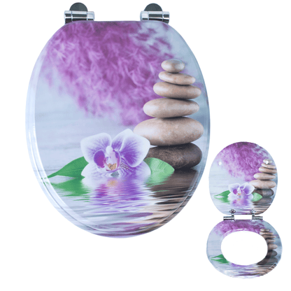 SINOBATH MDF-Holzkern, WC-Sitz Toilettensitz mit Absenkautomatik, Softclose-Scharnier（H360)