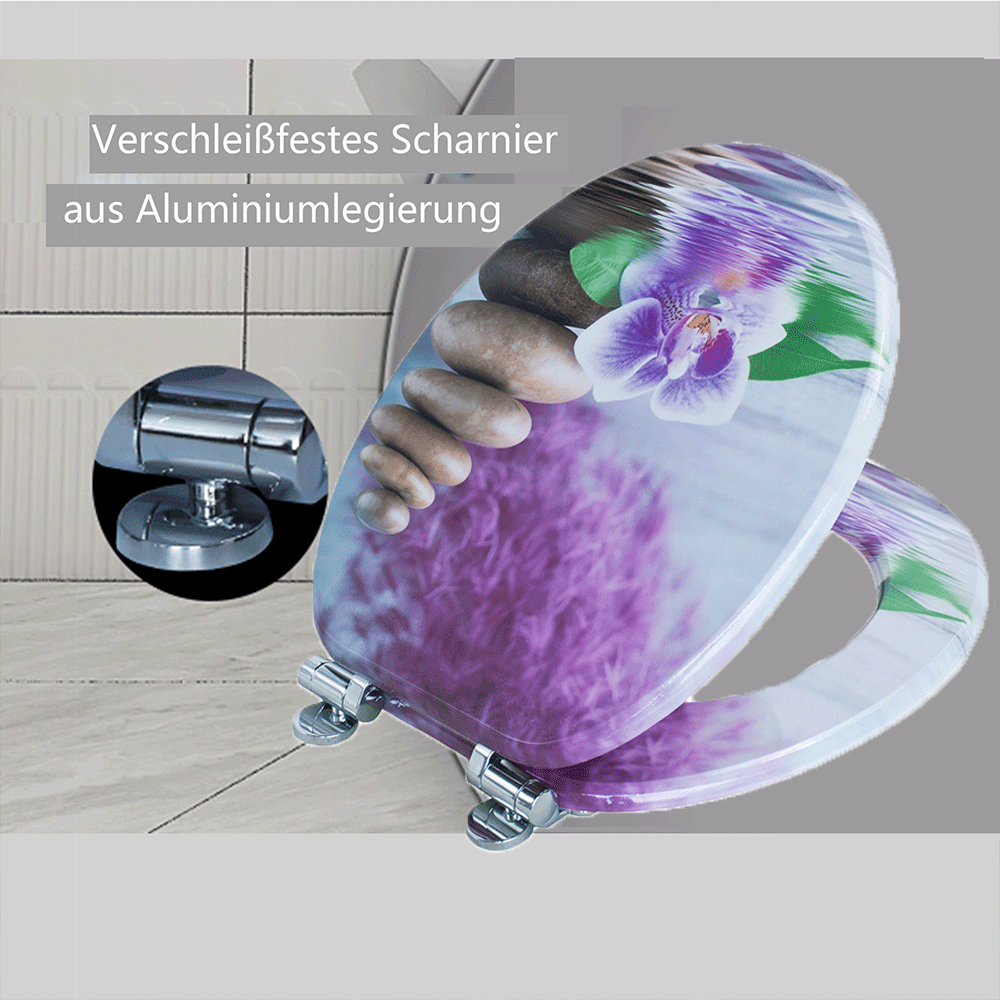 SINOBATH MDF-Holzkern, WC-Sitz Toilettensitz mit Absenkautomatik, Softclose-Scharnier（H360)