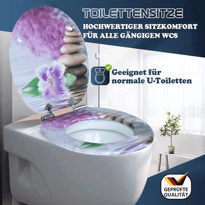 SINOBATH MDF-Holzkern, WC-Sitz Toilettensitz mit Absenkautomatik, Softclose-Scharnier（H360)