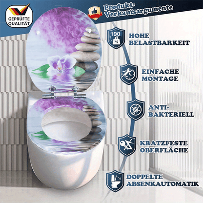 SINOBATH MDF-Holzkern, WC-Sitz Toilettensitz mit Absenkautomatik, Softclose-Scharnier（H360)