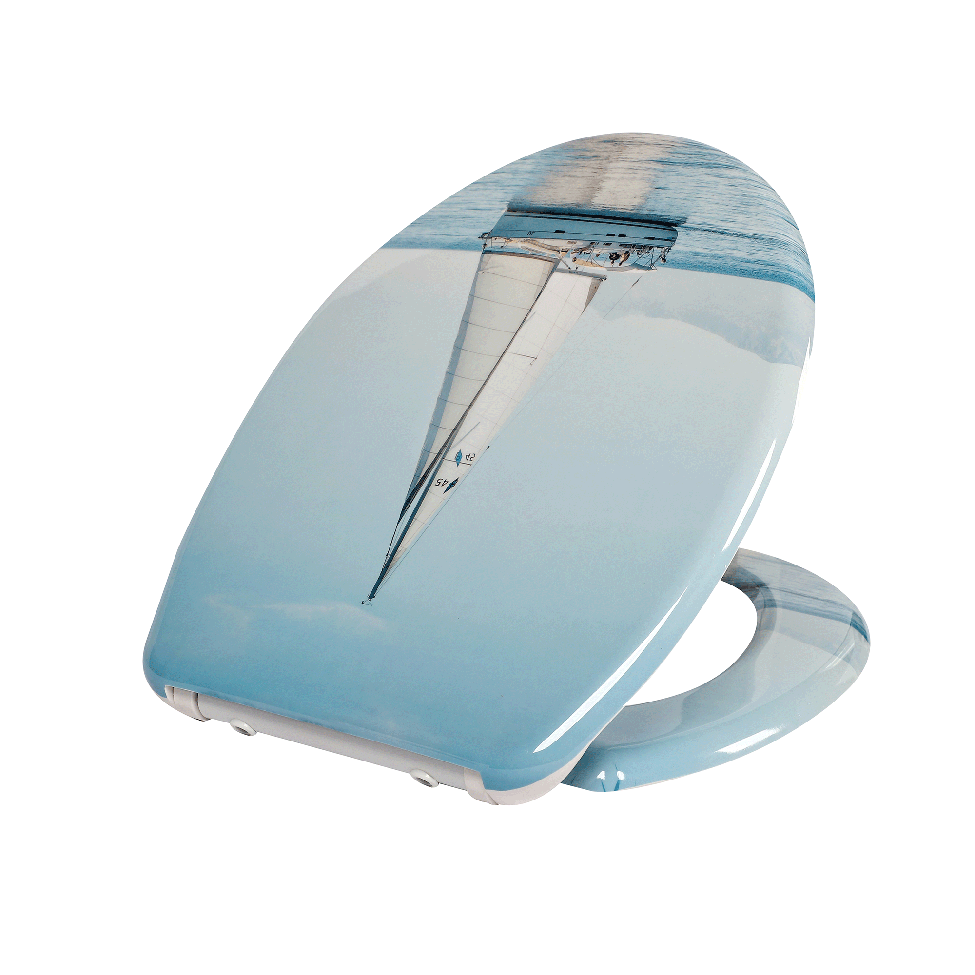 SAINOS O-förmiger Premium-Duroplast Toilettensitz Toilettendeckel, WC Sitz mit Absenkautomatik, Quick-Release Funktion für einfach Reinigung, O Form Weiß Toilettensitz mit Verstellbaren Scharnieren(UF12-344)