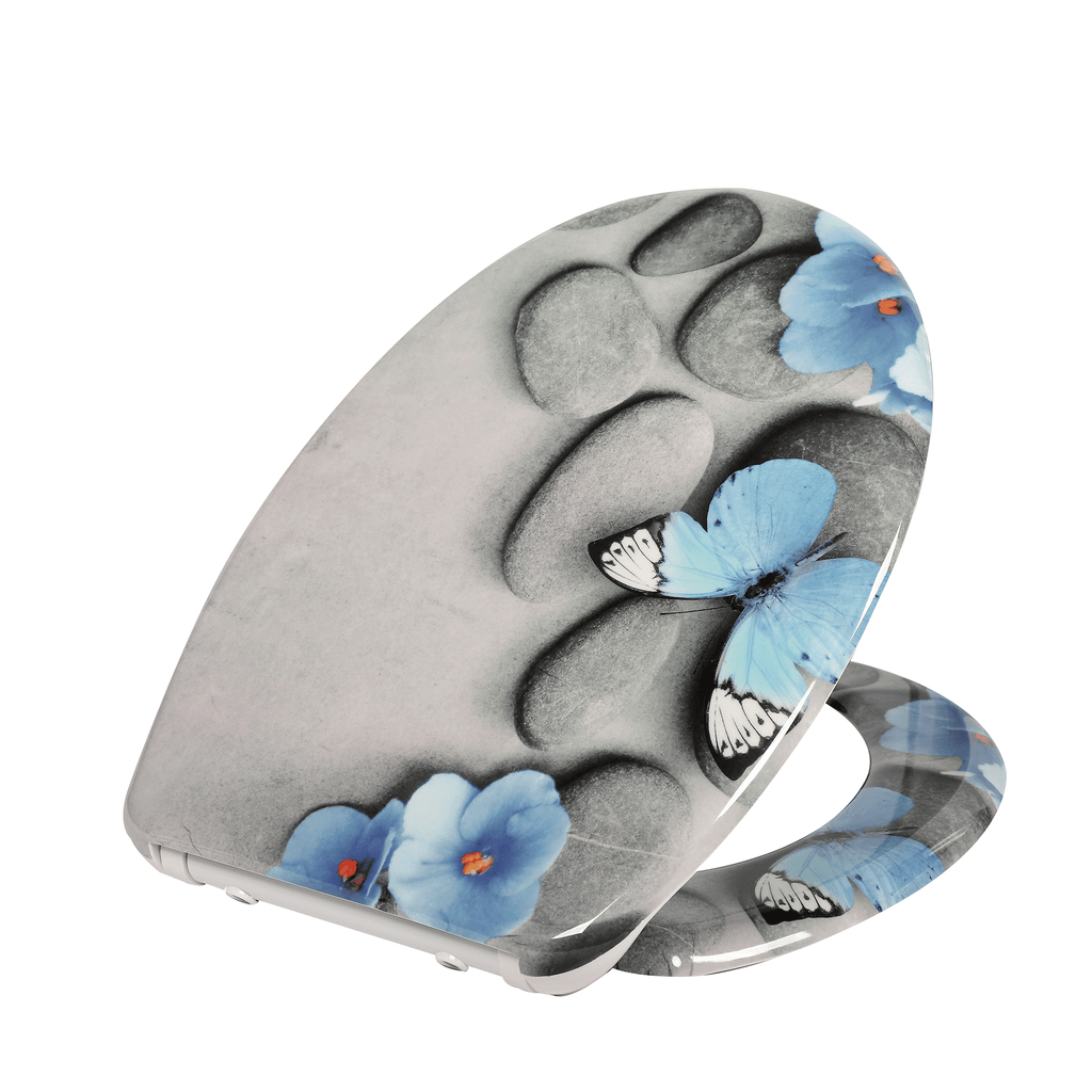 SAINOS O-förmiger Premium-Duroplast Toilettensitz Toilettendeckel, WC Sitz mit Absenkautomatik, Quick-Release Funktion für einfach Reinigung, O Form Weiß Toilettensitz mit Verstellbaren Scharnieren(US12-822)