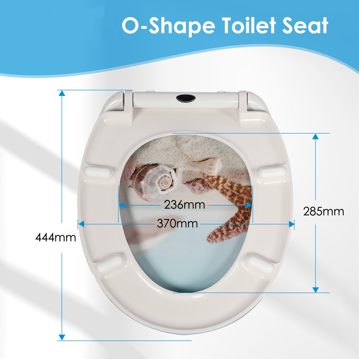 SINOBATH Duroplast WC-Sitz O-Form, Seestern-Optik Absenkautomatik — UF12-022