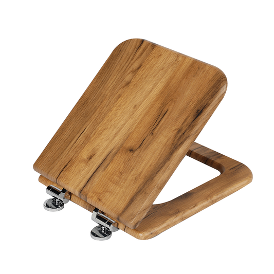 SINOBATH MDF WC-Sitz Quadrat Holzmaserung Softclose Toilettensitz — D-W108