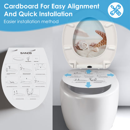 SINOBATH Duroplast WC-Sitz O-Form, Seestern-Optik Absenkautomatik — UF12-022
