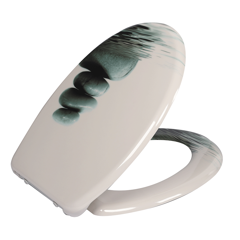 SINOBATH Duroplast WC-Sitz O-Form, Stein-Optik Absenkautomatik — UF12-194