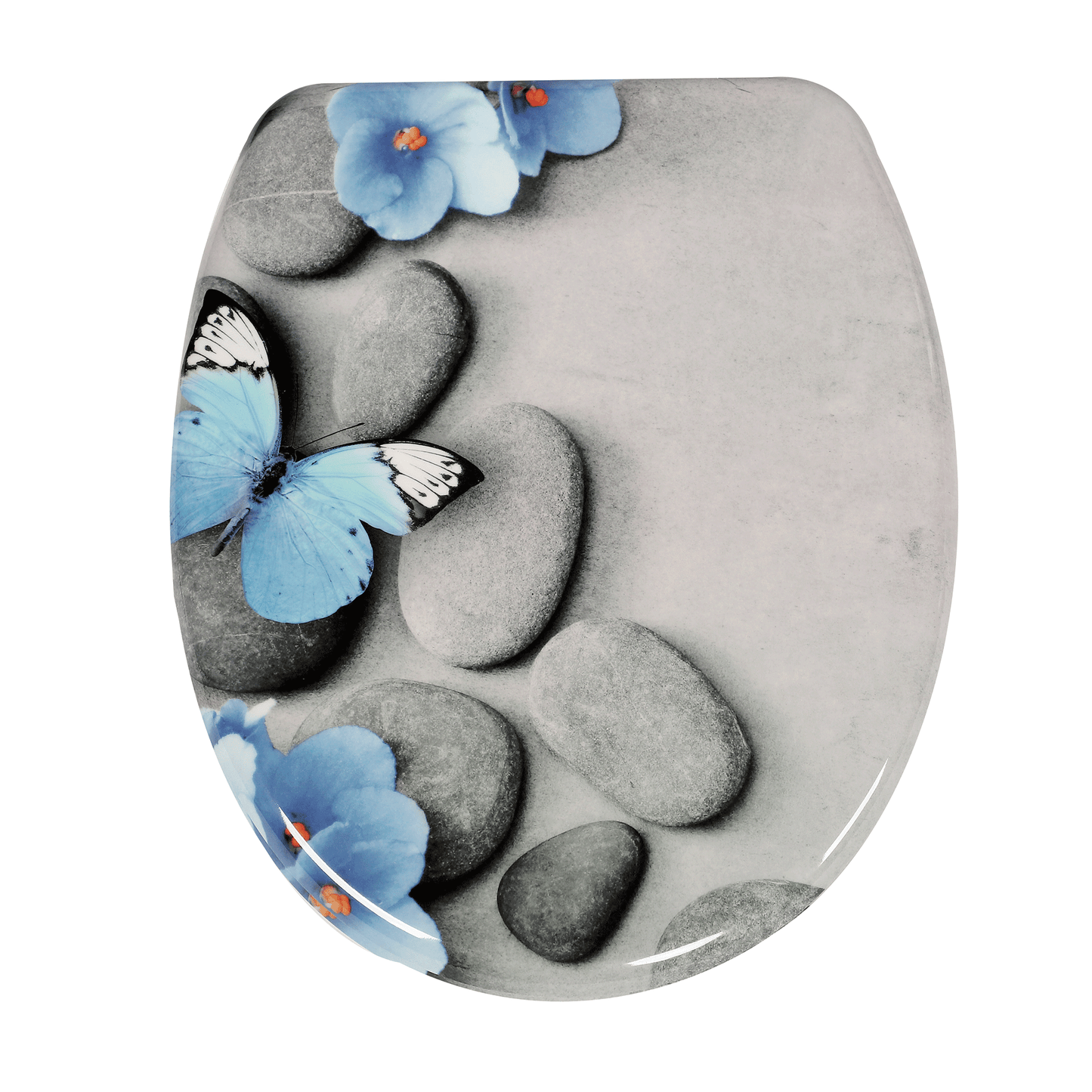 SAINOS O-förmiger Premium-Duroplast Toilettensitz Toilettendeckel, WC Sitz mit Absenkautomatik, Quick-Release Funktion für einfach Reinigung, O Form Weiß Toilettensitz mit Verstellbaren Scharnieren(US12-822)