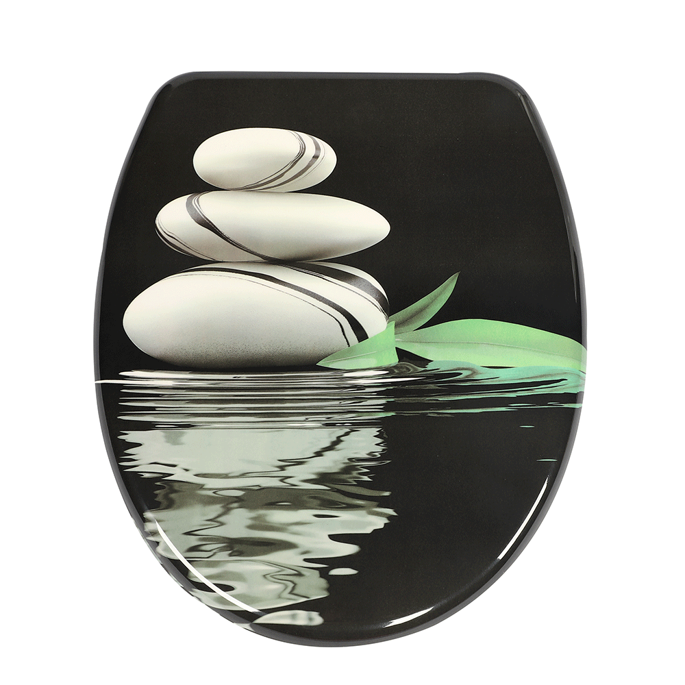 SINOBATH Duroplast WC-Sitz O-Form, Stein-Optik Absenkautomatik — UF12-222