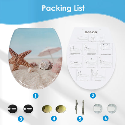 SINOBATH Duroplast WC-Sitz O-Form, Seestern-Optik Absenkautomatik — UF12-022