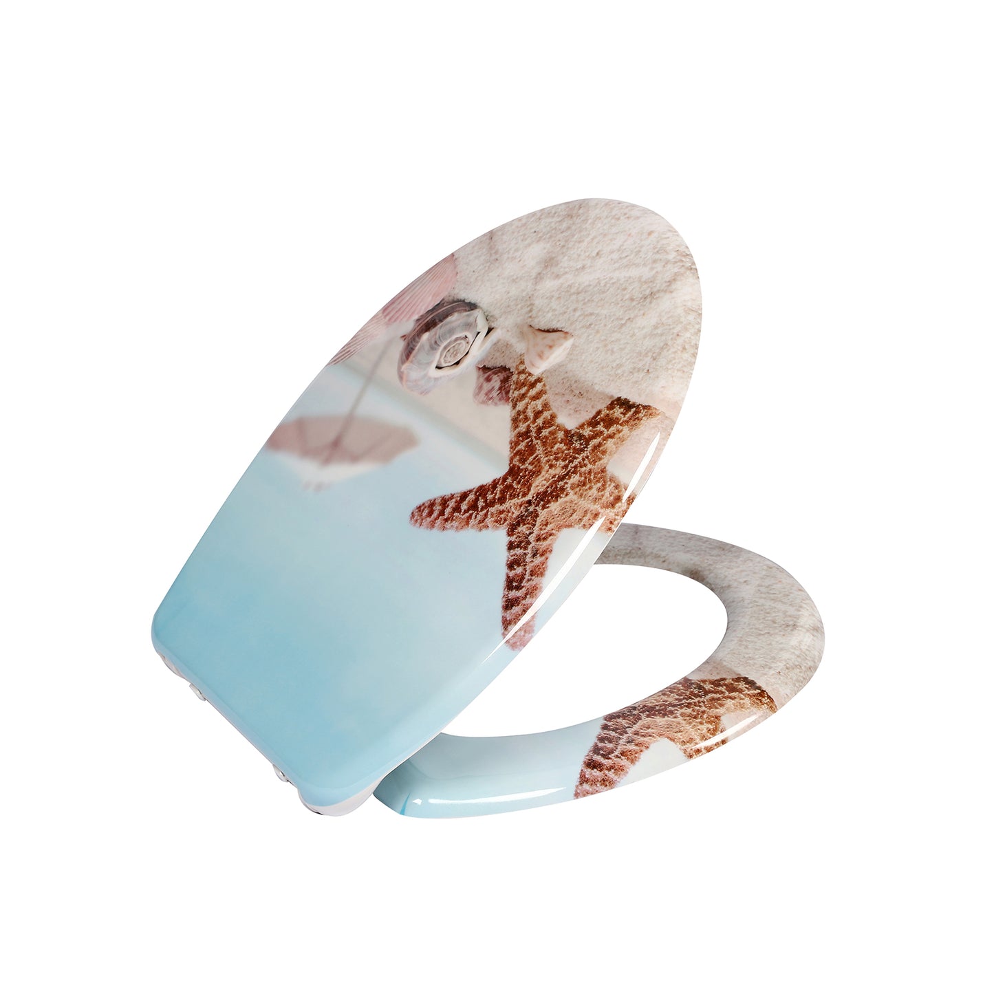 SINOBATH Duroplast WC-Sitz O-Form, Seestern-Optik Absenkautomatik — UF12-022