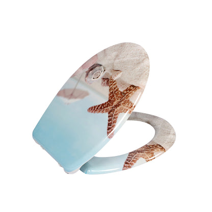 SINOBATH Duroplast WC-Sitz O-Form, Seestern-Optik Absenkautomatik — UF12-022