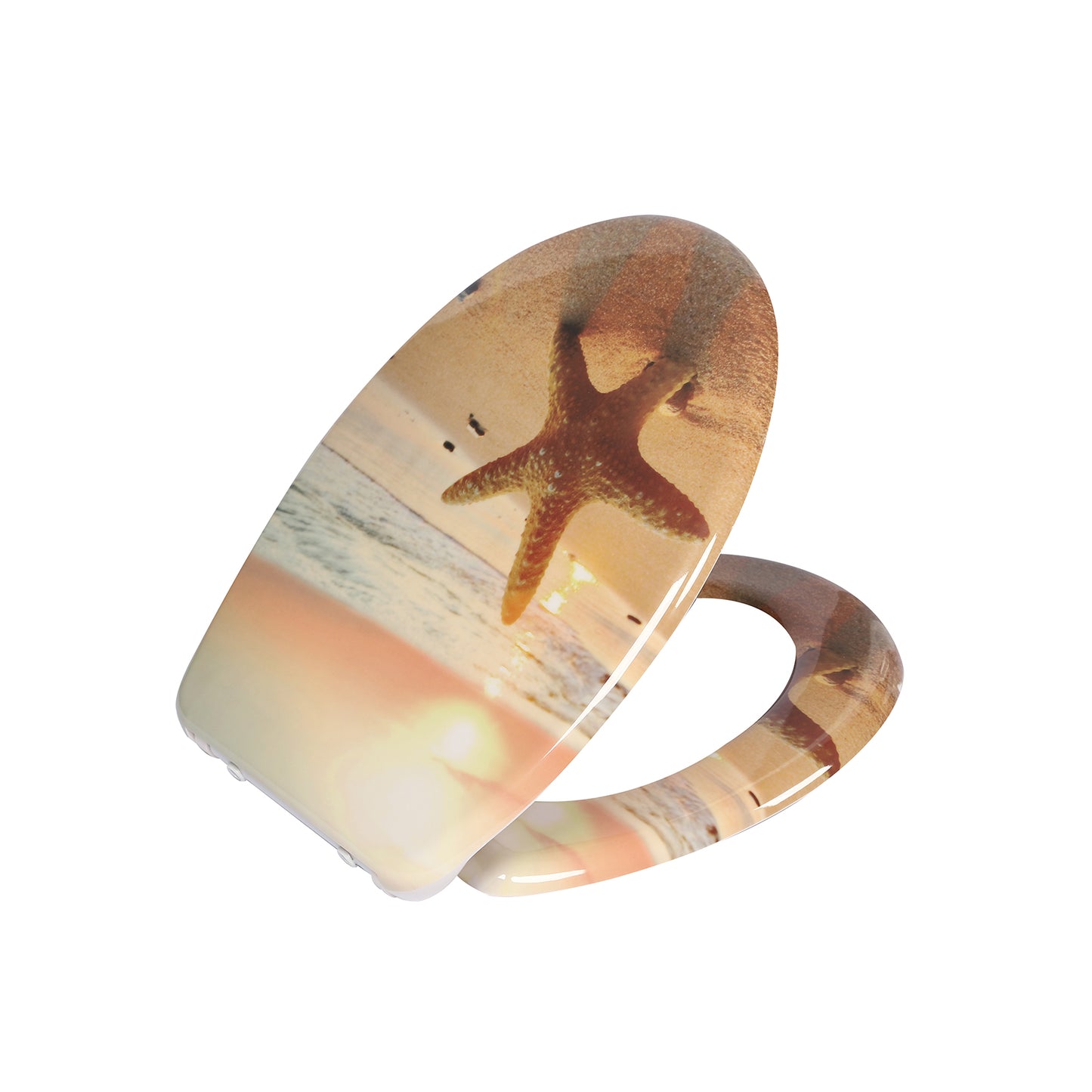 SINOBATH Duroplast WC-Sitz O-Form, Seestern-Optik Absenkautomatik — UF12-052