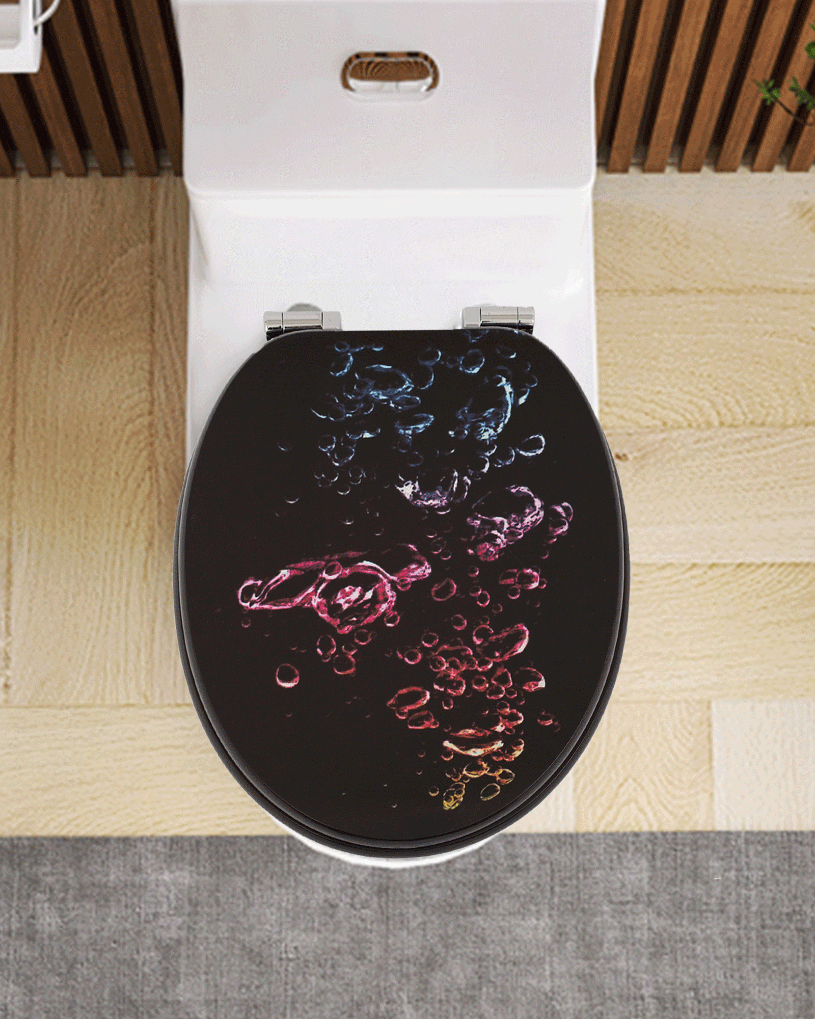 SINOBATH (H170)  mit Absenkautomatik, MDF-Holzkern, Softclose-Scharnier Toilettensitz（Bunte Wassertropfen）