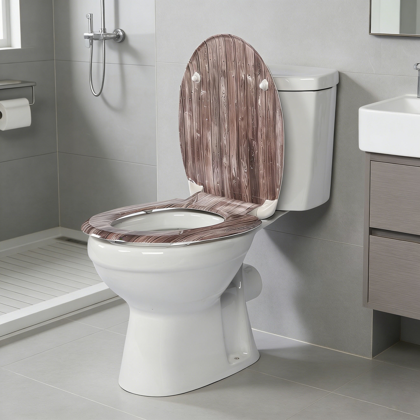 SINOBATH Duroplast WC-Sitz O-Form Marmor-Optik Absenkautomatik — UF12-235