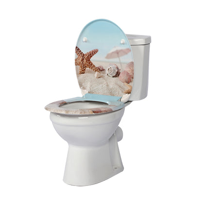 SINOBATH Duroplast WC-Sitz O-Form, Seestern-Optik Absenkautomatik — UF12-022