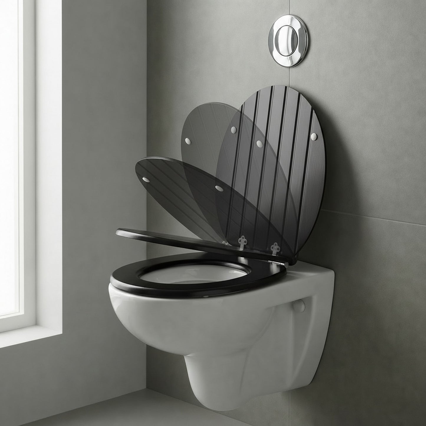 SINOBATH MDF WC-Sitz  Schwarz Softclose Toilettensitz — D77