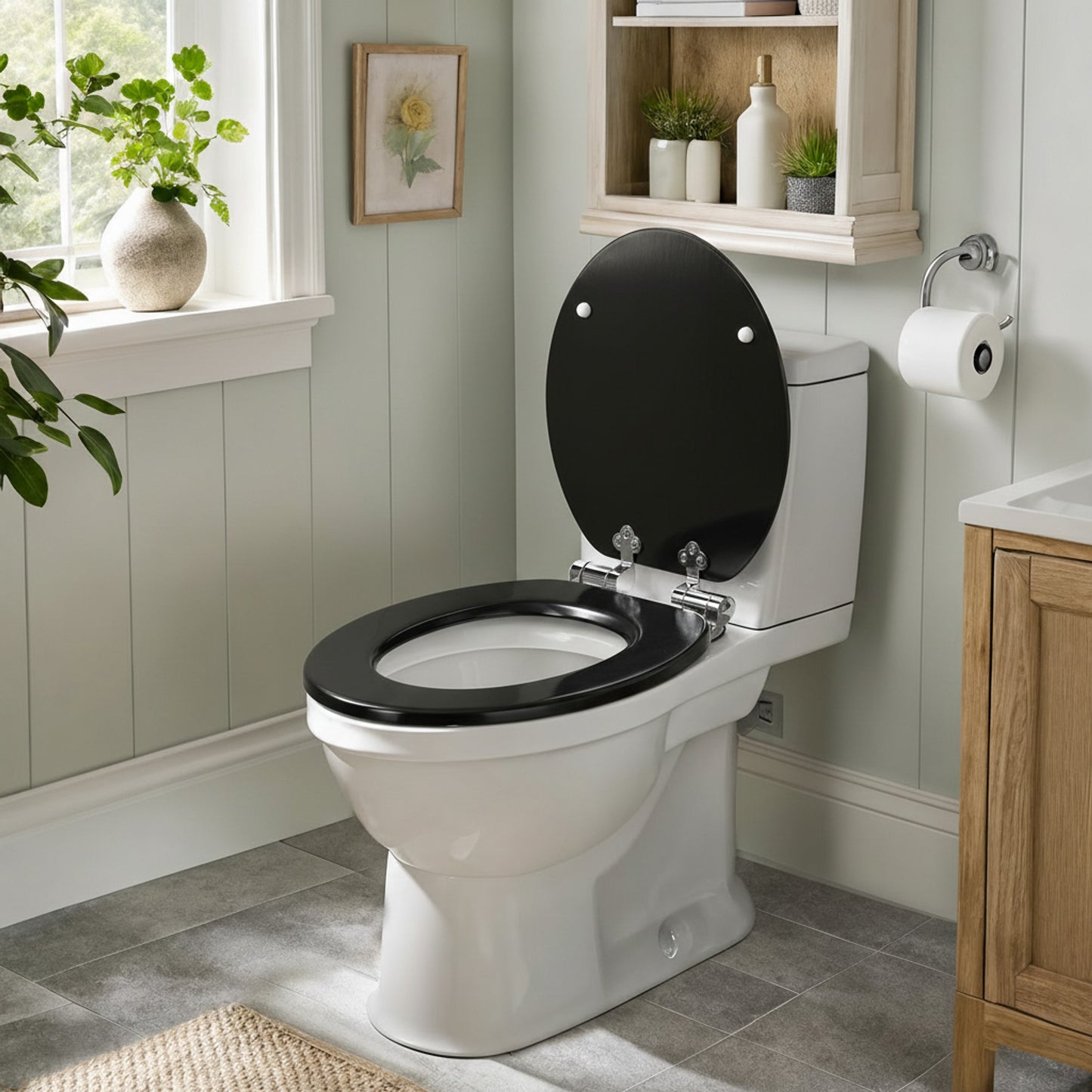 SINOBATH MDF WC-Sitz  Schwarz Softclose Toilettensitz — D77