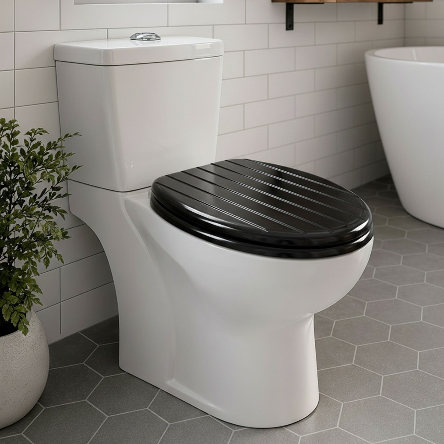 SINOBATH MDF WC-Sitz  Schwarz Softclose Toilettensitz — D77
