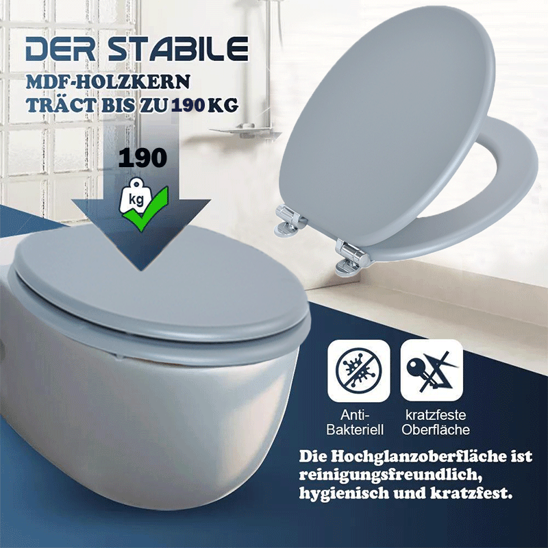 SINOBATH MDF-Holzkern, WC-Sitz Toilettensitz mit Absenkautomatik, Softclose-Scharnier(G01)