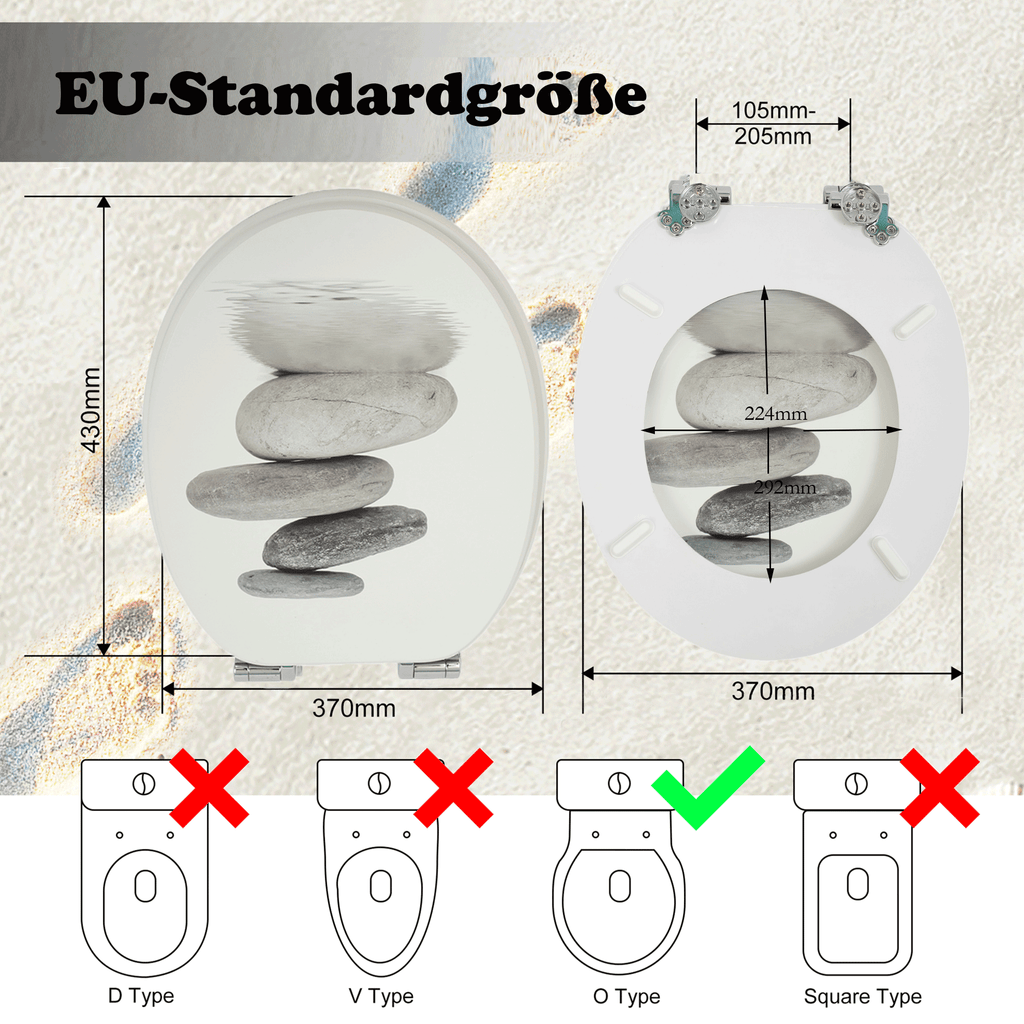 SINOBATH MDF-Holzkern, WC-Sitz Toilettensitz mit Absenkautomatik, Softclose-Scharnier£¨H022£©