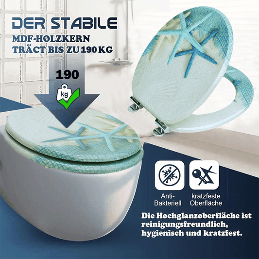 SINOBATH MDF-Holzkern, WC-Sitz Toilettensitz mit Absenkautomatik, Softclose-Scharnier（H026）