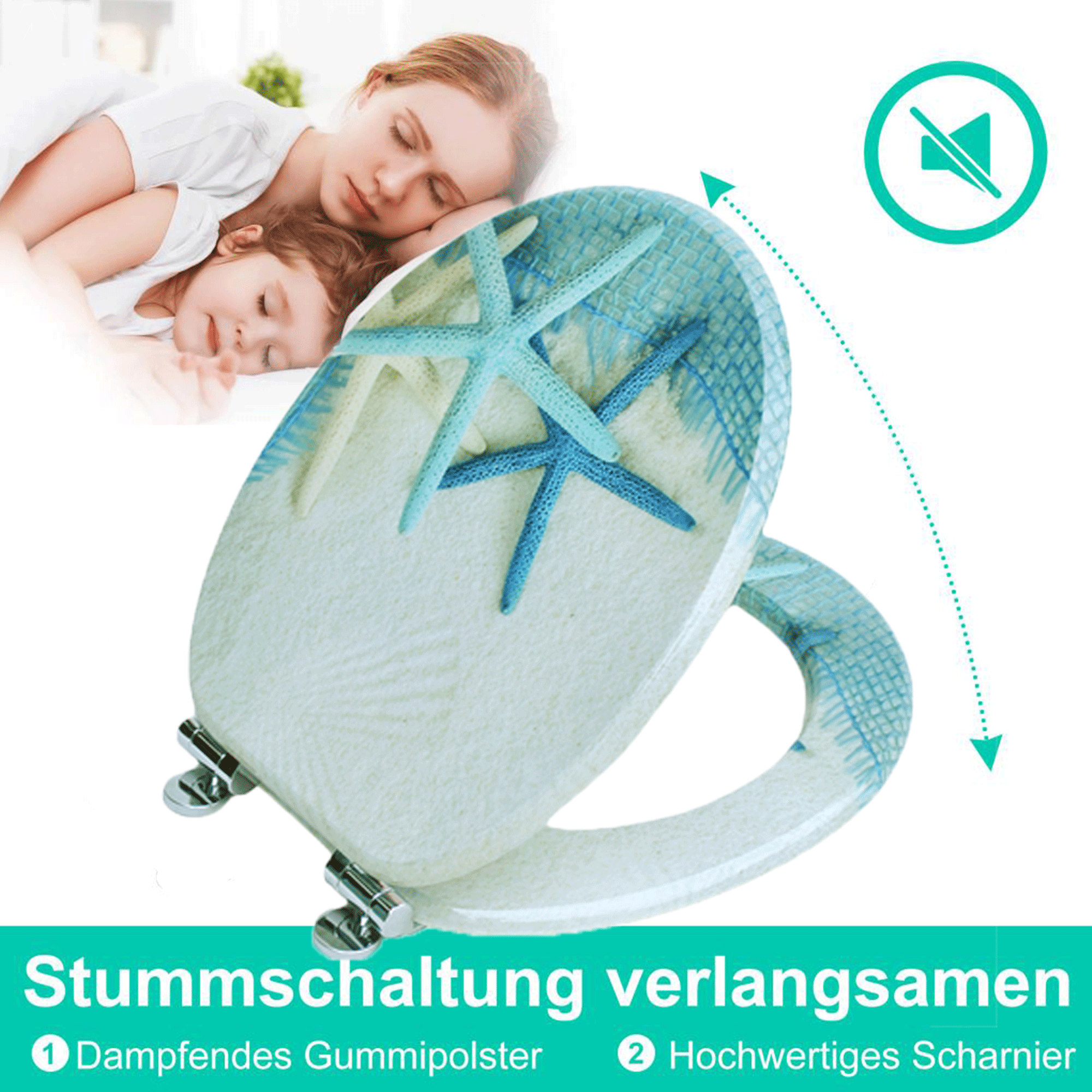 SINOBATH MDF-Holzkern, WC-Sitz Toilettensitz mit Absenkautomatik, Softclose-Scharnier（H026）