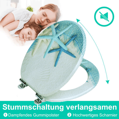 SINOBATH MDF-Holzkern, WC-Sitz Toilettensitz mit Absenkautomatik, Softclose-Scharnier（H026）