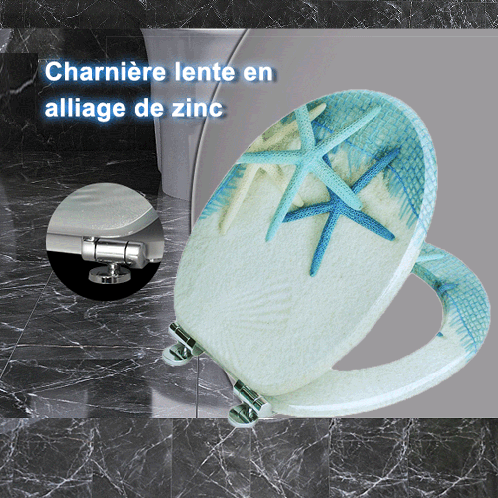 SINOBATH MDF-Holzkern, WC-Sitz Toilettensitz mit Absenkautomatik, Softclose-Scharnier（H026）