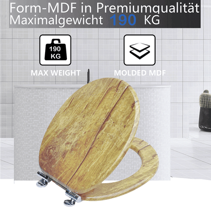 SINOBATH MDF-Holzkern, WC-Sitz Toilettensitz mit Absenkautomatik, Softclose-Scharnier（H042)