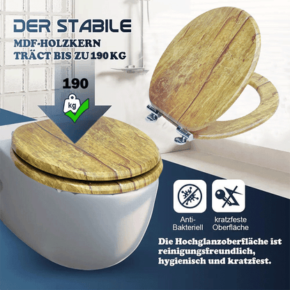 SINOBATH  mit Absenkautomatik, Softclose-Scharnier,MDF-Holzkern, WC-Sitz Toilettensitz （Holz）