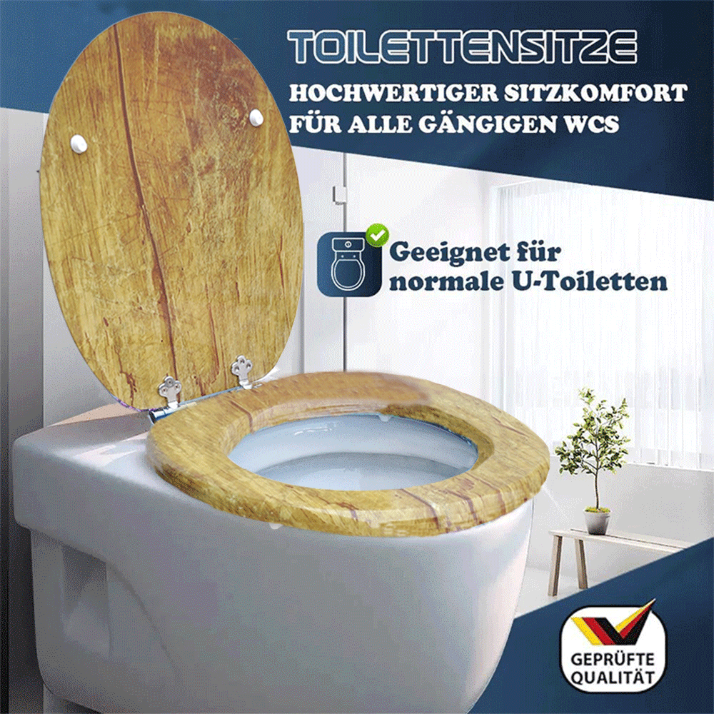 SINOBATH  mit Absenkautomatik, Softclose-Scharnier,MDF-Holzkern, WC-Sitz Toilettensitz （Holz）