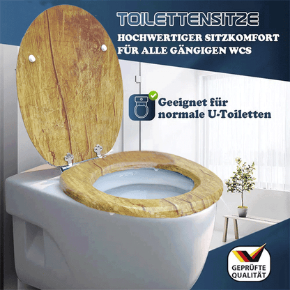 SINOBATH MDF-Holzkern, WC-Sitz Toilettensitz mit Absenkautomatik, Softclose-Scharnier（H042)
